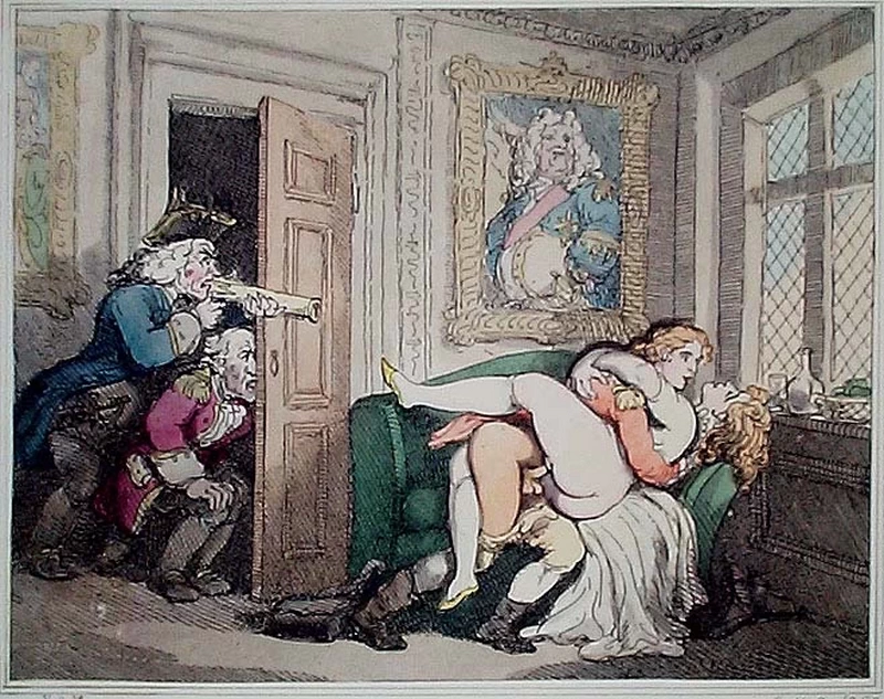 Thomas Rowlandson-163-Un giovane uomo e una donna hanno un rapporto sessuale su un divano